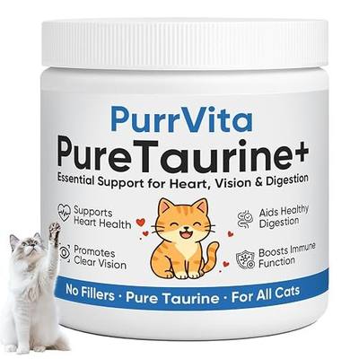 PurrVita Taurine for Cats, Pure Taurine Supplement Powder for Cats, Support Feline Vision, Heart & Immune, 200 Grams (1)