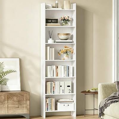 Hzuaneri 7-Tier Bookshelf, 77.7 Inches Floor Standing Bookcase | Display Storage Shelf, Corner Shelf, Home Decor Furniture for Home Office, Living Room, Bedroom, White BC01713X