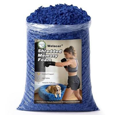 Blue Bean Bag Filler, 1lbs Shredded Memory Foam Filling for Bean Bag Chair Refill, Couch Cushion Stuffing, Pillow Filler, Poufs, Ottomans and Dog Beds