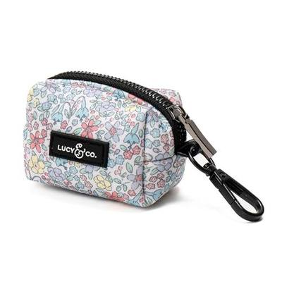 Lucy & Co. Ditsy Daydream Dog Poop Bag Holder and Dispenser, Clips to Leash, Water-Repellent Neoprene, Includes Refill Roll