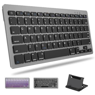 OMOTON Upgraded Rechargeable Wireless Keyboard for iPad, Portable Size | with Adjustable Holder and 2 Key Stickers, Compact Bluetooth Keyboard for iPad 11th A16, 10th, Pro, Air, Mini, Grey