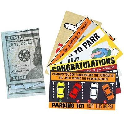 60pcs Bad Parking Cards Funny Prank Notes with 6 Designs for Bad Drivers Under Wiper Hilarious Prank Stuff That Looks Like Real Money from a Distance