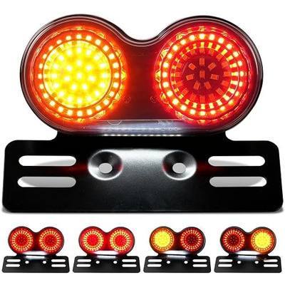Motorcycle Tail Light, Motorcycle Brake Light, IP67 Waterproof Motorcycle Turn Signals Running Light with License Plate Bracket Fit for Street Bike Cruiser Chopper Bobber (Smoke, 108 LEDS)