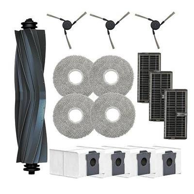Accessories Replacement Parts for Dreame X40 / L40 Ultra(Gen2) Robot Vacuum | 1 Rubber Main Brush,4 Carbon Dust Bags,4 Mop Pads,3 HEPA Carbon Filters,3 Side Brushes. Also for MOVA P10 P50 Pro Ultra(Gen2)