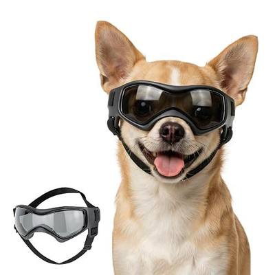 Dog Goggles for Small Breed, Anti-UV Windproof Extra Small Dog Sunglasses, XSmall Pet Eye Protection for Riding Cycling Hiking, Black XS