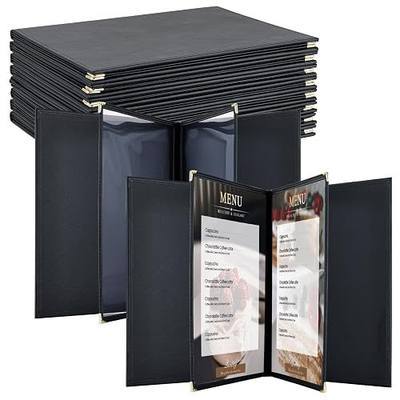 Menu Book 8.5 x 11 Inch, 2 Page 4 View Faux Leather Menu Book with Clear View Pages, Menu Covers for Hotel, Restaurant, Cafe, Bars, Drink, Wine Menu Holders, 10 Pack