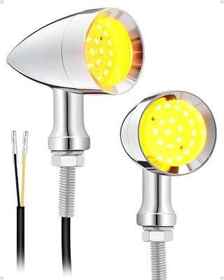 Amazicha Motorcycle Turn Signals Led 24 LEDs, SMD Mini Size Blinkers with 8mm/10mm Mounting Holes Fit for Harley Dyna Yamaha Honda Kawasaki Suzuki Chrome