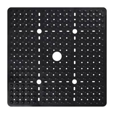 ZOESOE Square Shower Mat Non Slip: 27 x 27 Inches Large Shower Mats for Inside Shower, Soft TPE Shower Floor Mat with Suction Cups and Drain Holes, Machine Washable