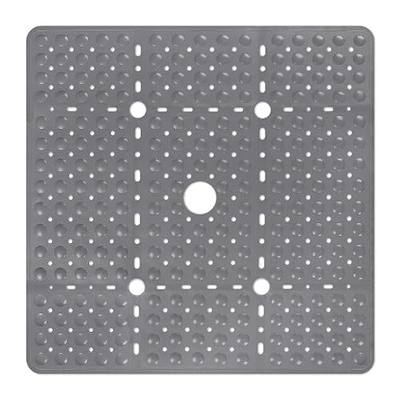 ZOESOE Square Shower Mat Non Slip: 27 x 27 Inches Large Shower Mats for Inside Shower, Soft TPE Shower Floor Mat with Suction Cups and Drain Holes, Machine Washable
