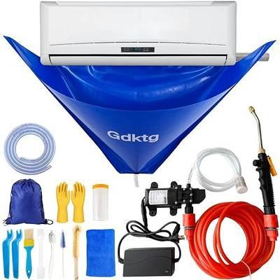 Mini Split Cleaning Kit with Pressure Cleaning Tool, Fits 27-48in | Auto Pressure Control, 1.6 Gpm Water Flow, Waterproof & Splash-Proof Design, Thick PVC, Reusable AC Bib for Air Conditioner