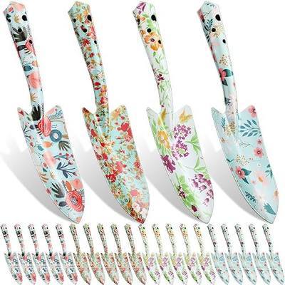 12 Pcs Floral Garden Shovels Bulk Gardening Gift for Women Heavy Duty Metal Garden Tools Floral Hand Shovel Planting for Summer Employees Birthday Thank You Gifts (Green Watercolor Flowers)