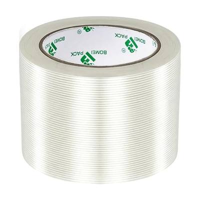 BOMEI PACK Strapping Tape 3 Inch,Mono Filament Tape, 5.5milx45yards Transparent Reinforced Fiberglass Tape,Heavy Duty Moving Boxes Packing Tape Stright Line Sticky Strong Tape