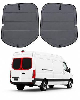 Extra-Thick Magnetic Insulated Rear Door Window Covers (Pair) for 2019-2026 Mercedes-Benz Sprinter VS30, Bare Metal Frames, Blackout Privacy Sun Shades for Stealth Camping, Dark Gray