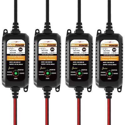 MOTOPOWER 12V 800mA Automatic Battery Charger, Battery Maintainer, Trickle Charger, and Battery Desulfator, 4 Pack