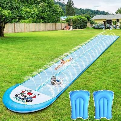30ft Slip Splash and Slide, Heavy Duty Lawn Water Slide, Extra Long Slip Water Slides with 2 Bodyboards for Kids Summer Toy with Sprinkler, Sports Outdoor Garden Backyard