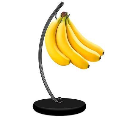 Banana Holder Stand - Hanging Hook Stands, Banana Hanger Hook Stand for Kitchen Counter (Modern, Full Black)