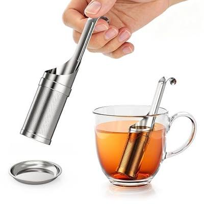HOUSE AGAIN Tea Infuser for Loose Leaf Tea, 2-in-1 Tea Scoop & Rotating Opening 304 Stainless Steel Extra Fine Mesh Tea Strainer, Easy Fill Reusable Single Cup Tea Steeper