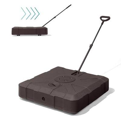 Outdoor Cantilever Umbrella Base with Wheels, 350 lbs Offset Patio Umbrella Stand, Water & Sand Filled Umbrella Weighted Base,Brown