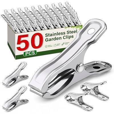 50 Pcs Garden Clamp, Stainless Steel Metal Clip for Garden Netting | Garden Clips for Netting, Garden Clips, Greenhouse Clip with Strong Grip, Outdoor Clip for Shade Cloth, Laundry, Fabric