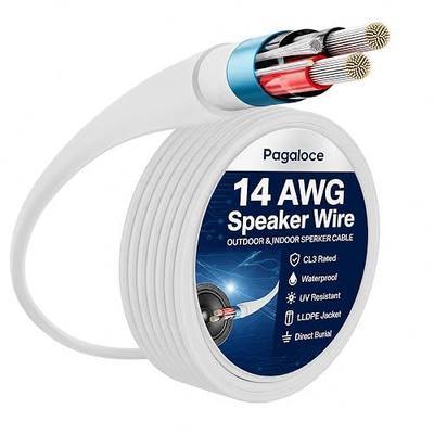 14 Gauge Speaker Wire 20FT, UL CL3 Rated Speaker Cable, 14AWG 2-Conductor Tinned Pure Copper Wire, Shielded, Direct Burial, LLDPE Jacket & UV Resistant, for Outdoor, in-Wall, Home Theater, Car, Garden