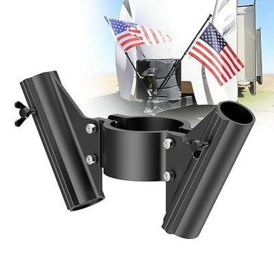 RV Dual Flag Pole Mount for 2" and 2¼" Jack Hold 1" Flags Securely WanDwel | Rustproof Aluminum Camper Flagpole Bracket with Drain Holes, Stay Mounted on Road, Heavy Duty RV Trailer Outdoor Essentials
