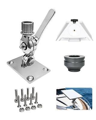 Starlink Mini Adjustable Fixed Mount, Marine-Grade 316 Stainless Steel Ratchet Base, Heavy-Duty Antenna Mount with Pipe Adapter, Dual Swivel – Ideal for Boats, Yachts, Sailboats & RVs