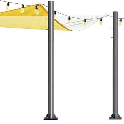 2 Pack 10FT Shade Sail Poles, 2.28" Diameter Steel Post with In-Ground Mounting Hardware, Wind & Weather Resistant, Heavy Duty Sun Shade Pole Kit for Outdoor Patio Garden Deck Lawn Backyard