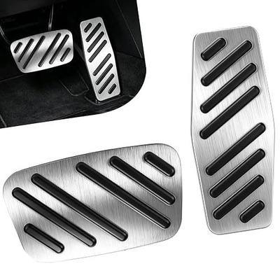 Anti-Slip Aluminum Gas Brake Pedal Cover Set, No-Drill Foot Pedal Pads for Chevy Equinox, Impala, Cruze, Blazer, Traverse, GMC Acadia, Terrain, Cadillac XT5 XT6, Buick Enclave Encore, Sliver