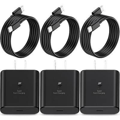2026 New 45W USB C Super Fast Charging Android Phone Charger, 3-Pack with Three Sticks 6ft Cables Samsung Galaxy S26/S26 Ultra/S26+/S25/S25 Ultra/S25+/S24/S23/S22/S20/S21/Note 20/Note 10, Black