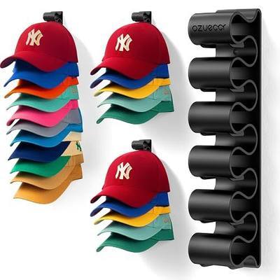 Ozueccr Baseball Hat Rack for Wall, 4 Pack, Holds 23 Caps | Vertical Wall Hat Holder, Customizable, Stackable, Compact Cap Organizer, Rounded Edges, For Entryway Bedroom Closet Door