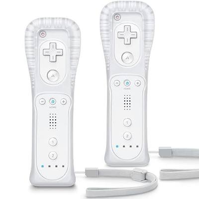 TIANHOO Remote Controller for Wii & Wii U | with Silicone Case and Wrist Strap, 2 pack (White & White)