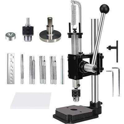 Leather Press Machine Hole Puncher Hand Punching Machine with 4cm Round Press Plate,11pcs Punch Tool Include Rivet Setter,Snap kit Tool for DIY Craft Punching Cutting,Install Rivets and Snap Buttons