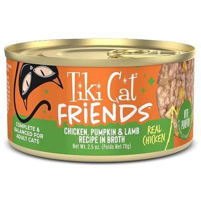 Tiki Cat Friends Chicken, Pumpkin & Lamb, Grain Free & High Moisture, Wet Cat Food for Adult Cats, 2.5 oz. Can (12 Count)