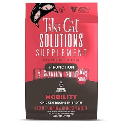 Tiki Cat Solutions Supplements Mobility Mousse, Chicken in Broth, Formulated to Support Healthy Joints, Functional Cat Food Supplement, 5.6 oz. Pouch (Pack of 20)