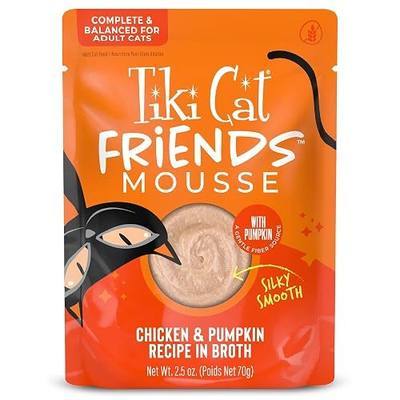 Tiki Cat Friends Mousse Chicken & Pumpkin, Grain Free & High Moisture, Wet Cat Food for Adult Cats, 2.5 oz. Pouch (12 Count)