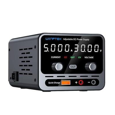 DC Power Supply, 0-30V/0-5A Adjustable High-Precision 4-Digit LED Display with Output Button and 18W USB Port Laboratory Power Supply for Labs Electronics Repair DIY