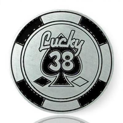 Lucky Number 38 Poker Chip | Decor Prop for Fans & Gamers | Platinum Metal Coin, New Vegas Themed Game Token | Double-Sided Challenge Coin, Cool Novelty Gifts
