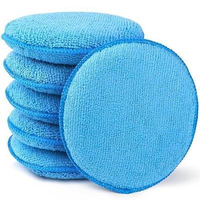 GLIMGLINT Microfiber Wax Applicator Pads, 5 Inch Round Foam Buffing & Detailing Polishing Pads, Reusable Car Wax Applicator for Car Cleaning, Waxing & Fine Polishing, 6 Pack