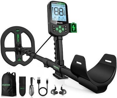 Deep Depth Metal Detector for Adults, Professional Rechargeable Gold Detector with 6 Modes Pinpoint, 11" Double-D Waterproof Coil & 7 Level Sensitivity Adjustment