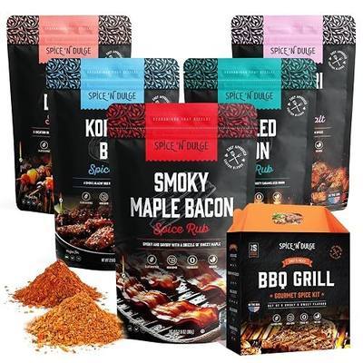 BBQ Grilling Rubs & Grill Seasonings Gift Set, 5 Gourmet Smoking Spice Rub Packs & Smoker Accessories, Spices Kit, Grilling Gifts For Men, Him, Dad, Husband, Gluten-Free, Kosher, Fathers Day Gift For Dad