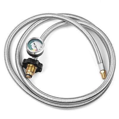 MAJARO 6 FT Propane Hose Extension with Gauge – POL x 1/4" Male NPT, Stainless Steel Braided Pigtail, Safe & Durable, Connect 5-100lb Tanks, Ideal for RVs, Heaters, Fire Pits & Stoves
