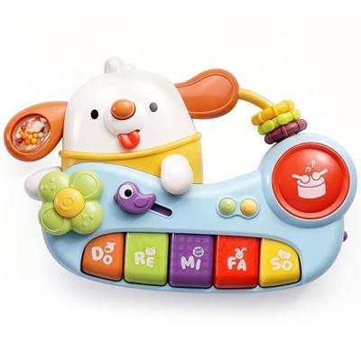 Gleesfun G7 Portable Baby Piano Musical Toy 6-24 Months | Animal Sounds & 15 Songs, Sensory Activity Toy, Interactive Learning, For Car, Stroller & Travel, Puppy Dog Design