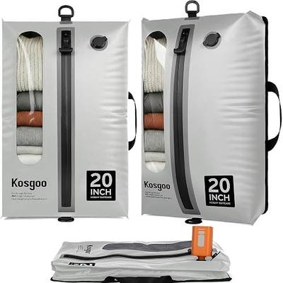 Vacuum Seal Bags for Travel with Pump, Light Grey, 20+20 | Reusable Nylon, Compression Packing Cubes, Space Saving for Carry-On Suitcase & Backpack, Odor & Waterproof, 2 Pcs