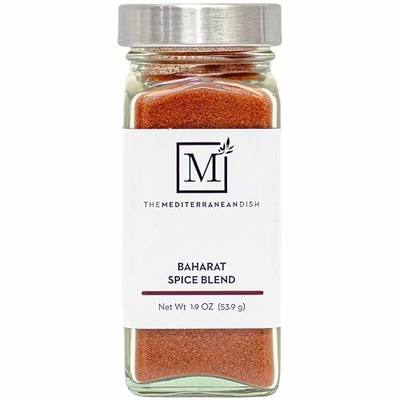 The Mediterranean Dish Baharat Spice Blend - Warm, Fragrant, Sweet and Savory Mix for Cooking and Grilling - Gourmet Chef Essential - Rustic, Old World Spice - 1.9 oz Glass Bottle