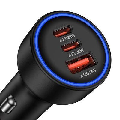 Multi 3 Ports Fast Car Charger Adapter 12V Auto Vehicle Plug - USB C & USB A Quick Charging - Cigarette Lighter Cell Phone Automobile Charger for iPhone 17 Pro Max Air 17e 16e 16 15, Samsung S26