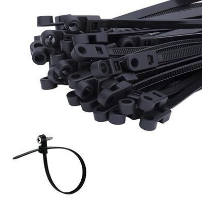 50PCS 7.5 Inch Zip Ties with Screw Hole, 75lbs Tensile Strength | Heavy Duty, Mountable Cable Ties for Indoor & Outdoor Use, Black Nylon Universal Cable Tie Buckle, UV