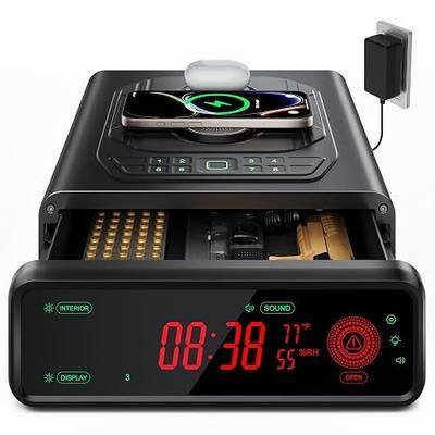 Biometric Gun Safe for Handgun, 0.3s Auto-Open,Silent,Wireless Charging, 3-Way Unlock Fingerprint Pistol Safe, Fits 2 Full Size Pistols – Smart Handgun Safe for Nightstand/Bedside/Home/Office
