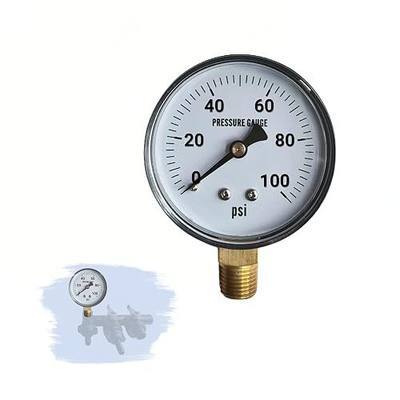Bottom Fitting Spray Tank Pressure Gauge 5167007, Compatible with Fimco Spray Tanks and Sprayer Manifold Kits, 100 PSI, 1/4" MIPT, 2" Face