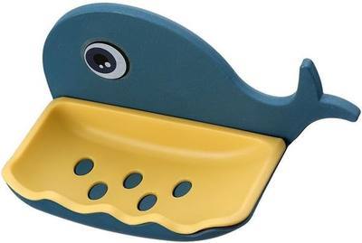 1 piece Children's soap Box, Suitable for Shower, Bathroom, Kitchen, Bathtub, Cartoon soap Box, no Need to Punch Installation (Deep Blue)