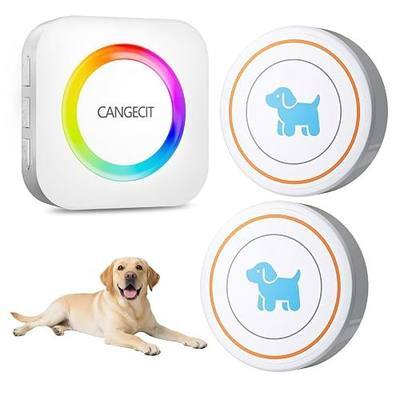 Dog Door Bell for Potty Training to Go Outside, Wireless Doggie Doorbell for Dogs, Puppy Training Bell with Touch Button, IP65 Waterproof, 1000ft Range, 55 Chimes & Adjustable Volume (2 Buttons-White)